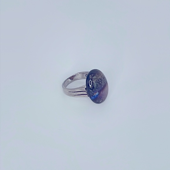Layered Glass Colorful Silver Ring - Picture 2 of 5